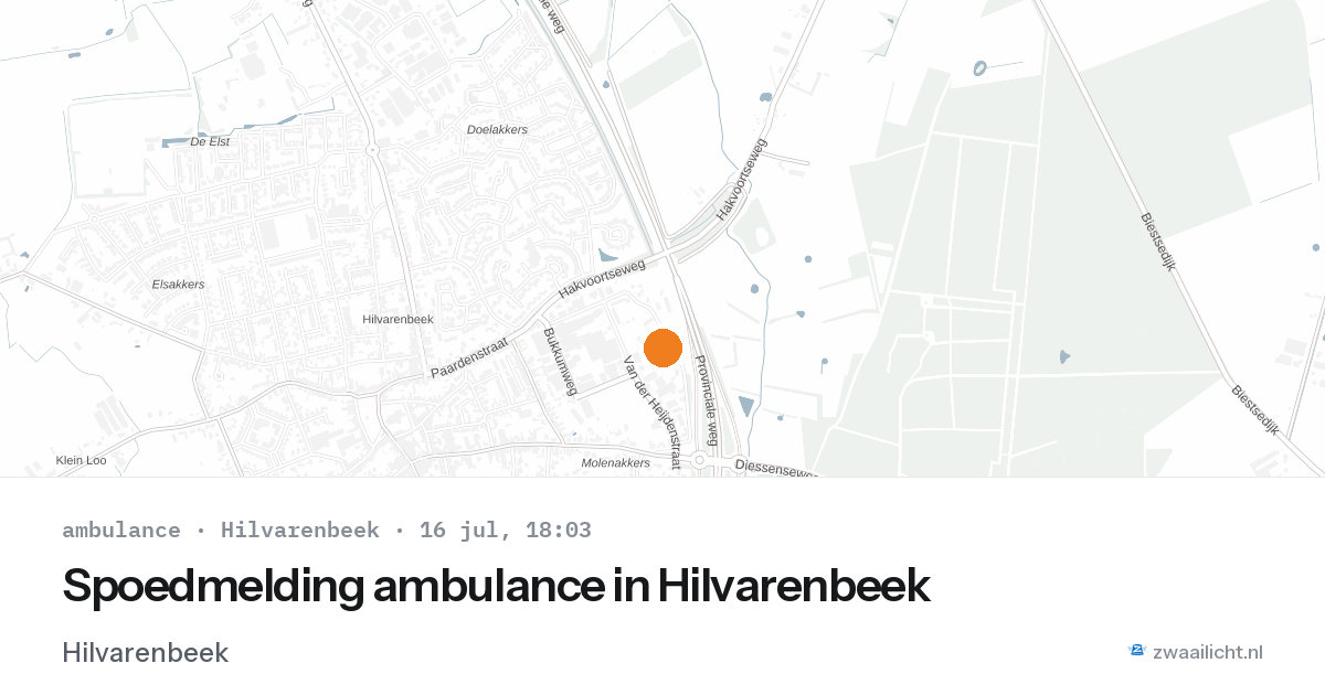 Spoedmelding ambulance in Hilvarenbeek — 16 jul 2026