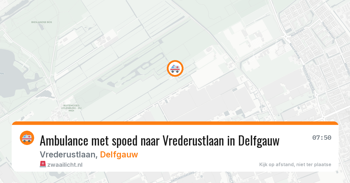 Ambulance met spoed naar Vrederustlaan in Delfgauw — 7 aug 2026