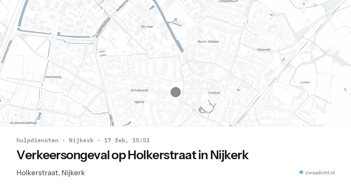 Verkeersongeval op Holkerstraat in Nijkerk — 17 feb 2026