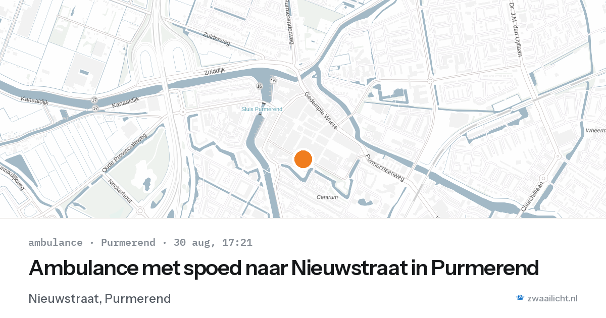 Ambulance met spoed naar Nieuwstraat in Purmerend — 30 aug 2026