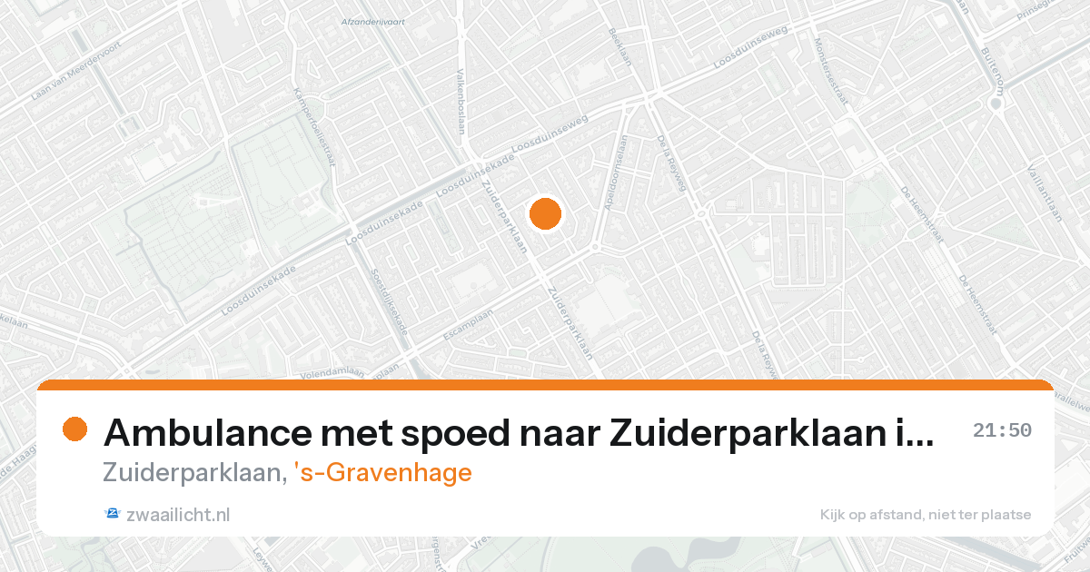 Ambulance met spoed naar Zuiderparklaan in 's-Gravenhage — 16 aug 2026