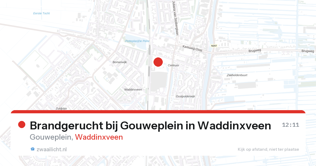 Brandgerucht bij Gouweplein in Waddinxveen — 23 feb 2026