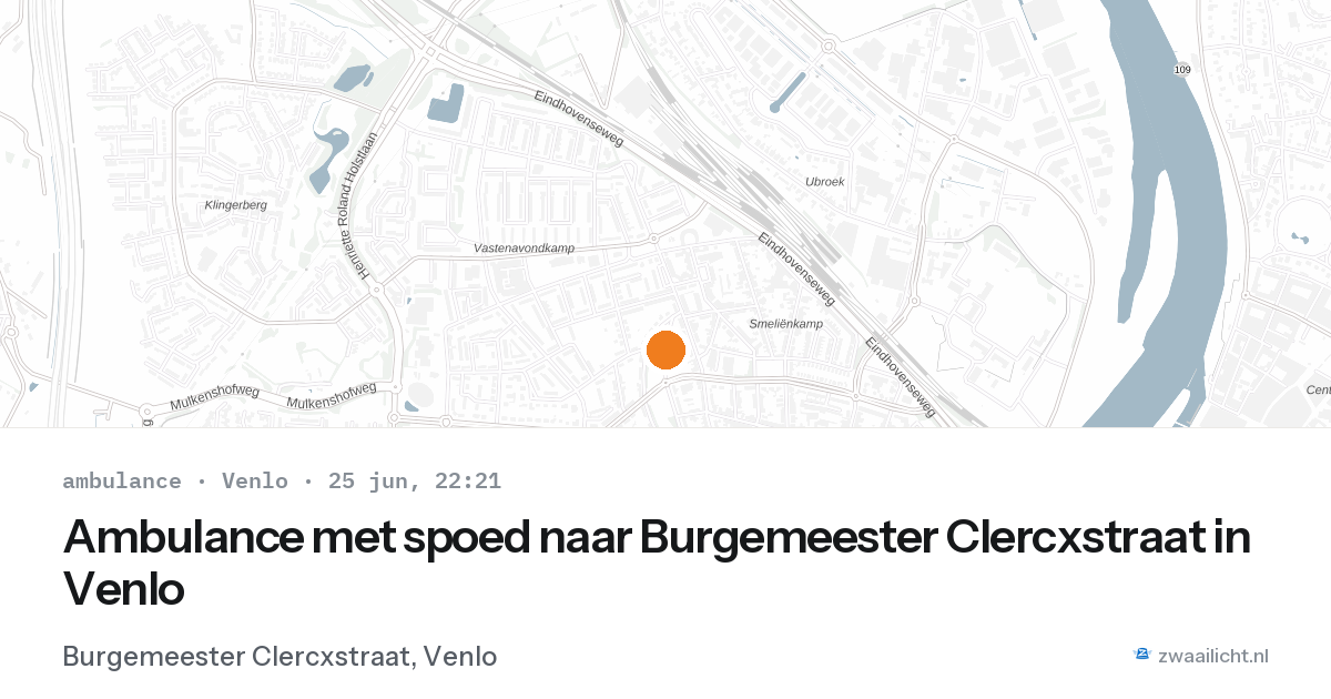 Ambulance met spoed naar Burgemeester Clercxstraat in Venlo — 25 jun 2026
