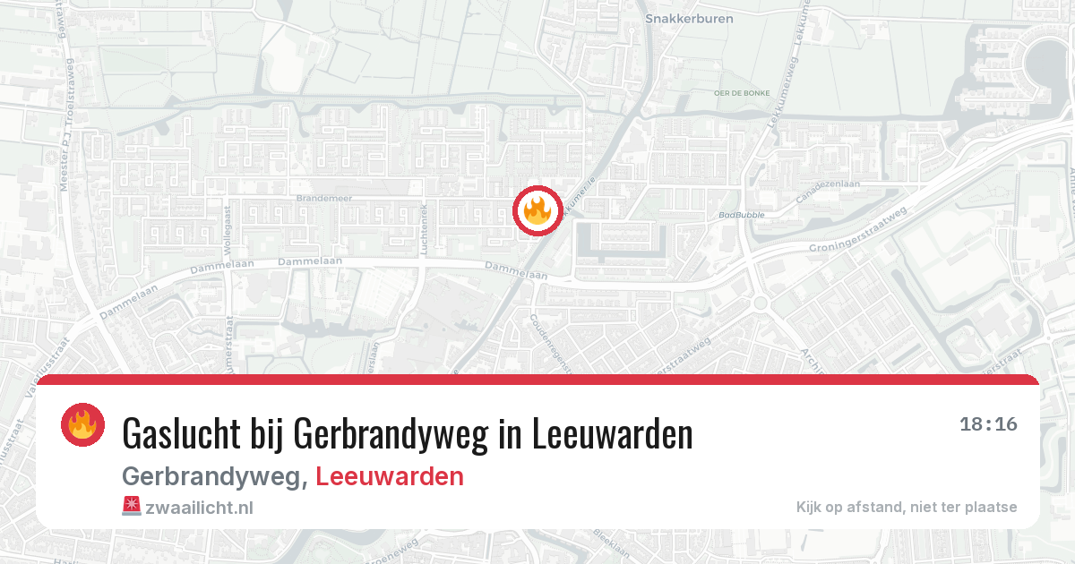 Gaslucht bij Gerbrandyweg in Leeuwarden — 20 apr 2026