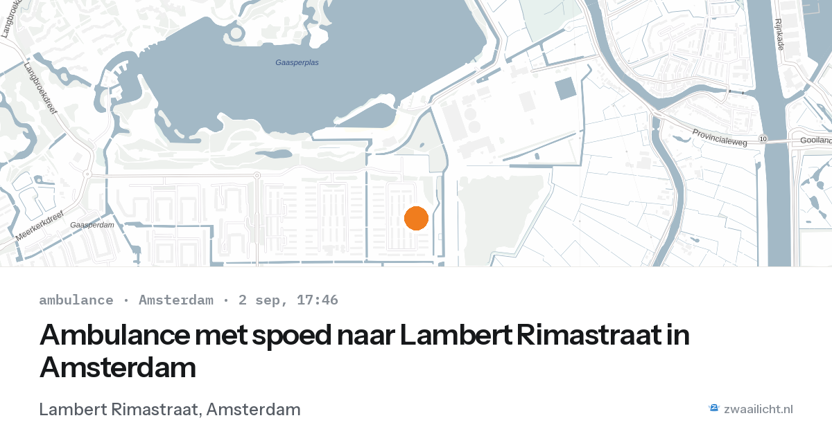 Ambulance met spoed naar Lambert Rimastraat in Amsterdam — 2 sep 2026