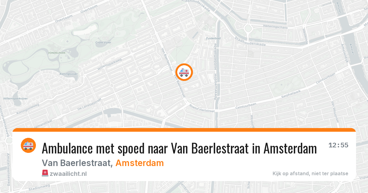 Ambulance met spoed naar Van Baerlestraat in Amsterdam — 26 mrt 2026