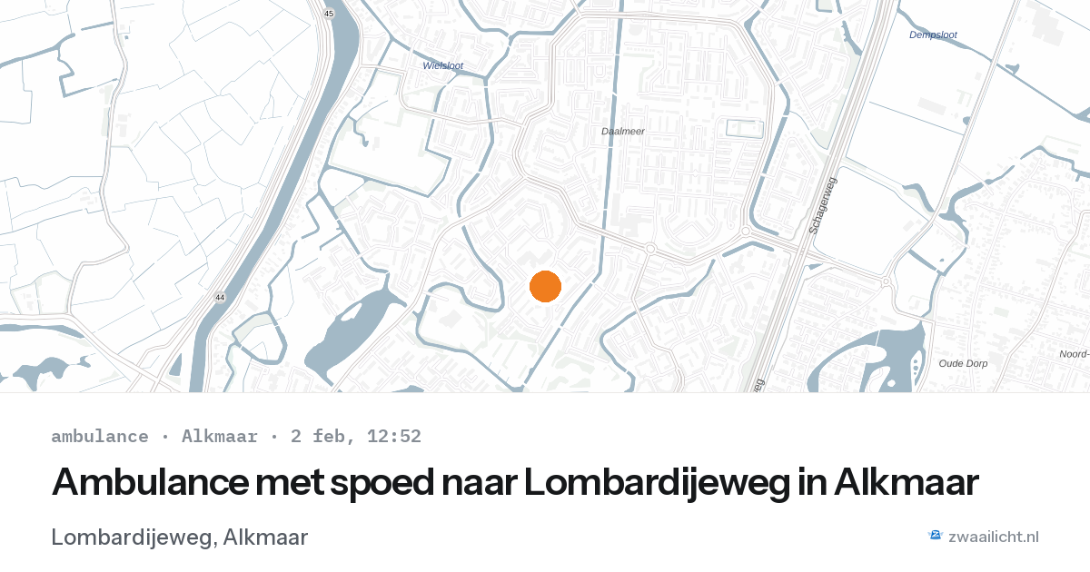 Ambulance met spoed naar Lombardijeweg in Alkmaar — 2 feb 2026