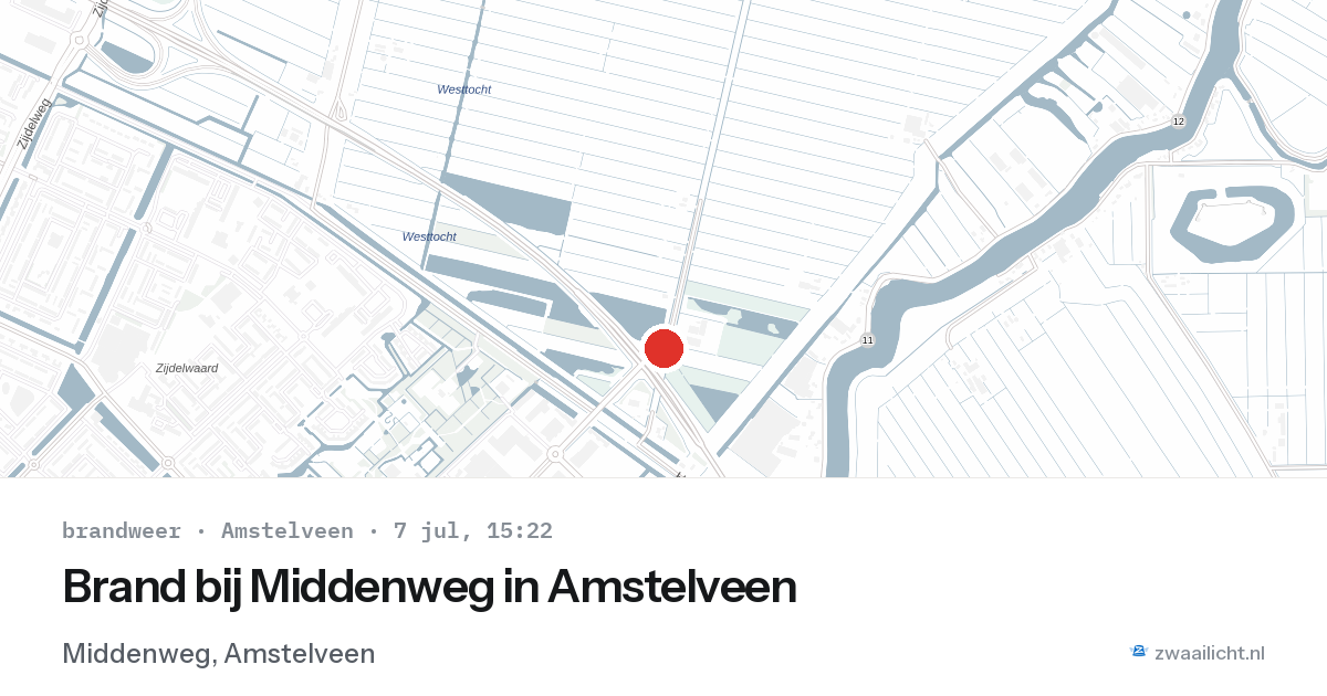Brand bij Middenweg in Amstelveen — 7 jul 2026