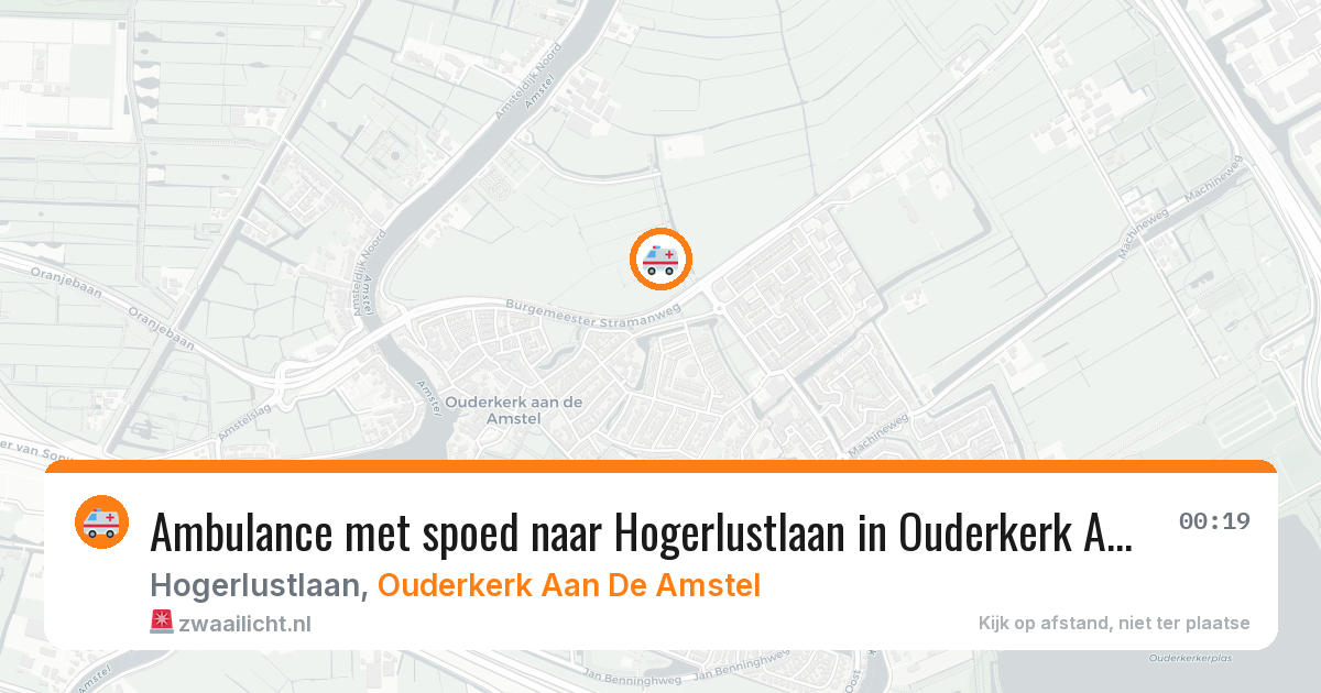 Ambulance met spoed naar Hogerlustlaan in Ouderkerk Aan De Amstel — 3 aug 2026
