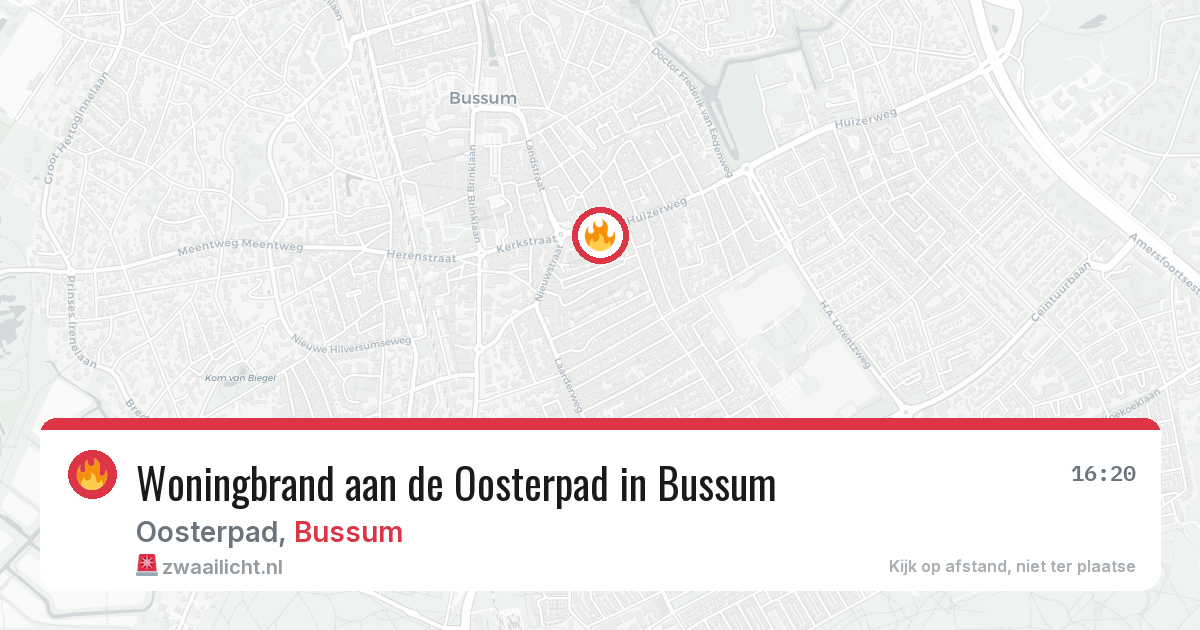 Woningbrand aan de Oosterpad in Bussum — 13 jul 2026