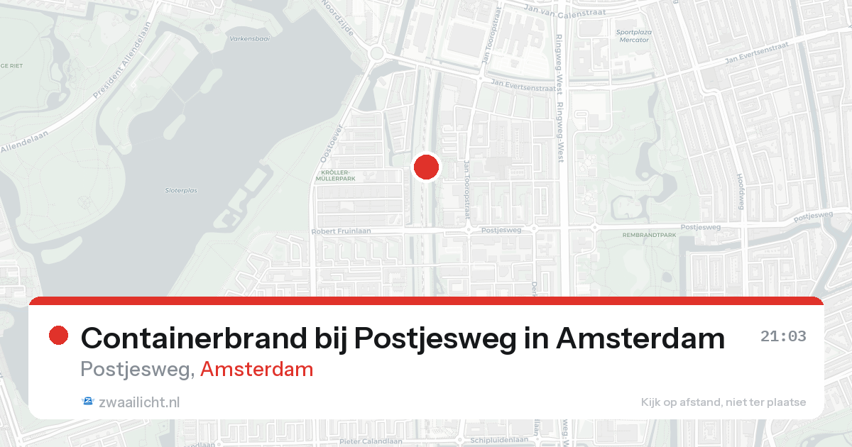 Containerbrand bij Postjesweg in Amsterdam — 31 mei 2026