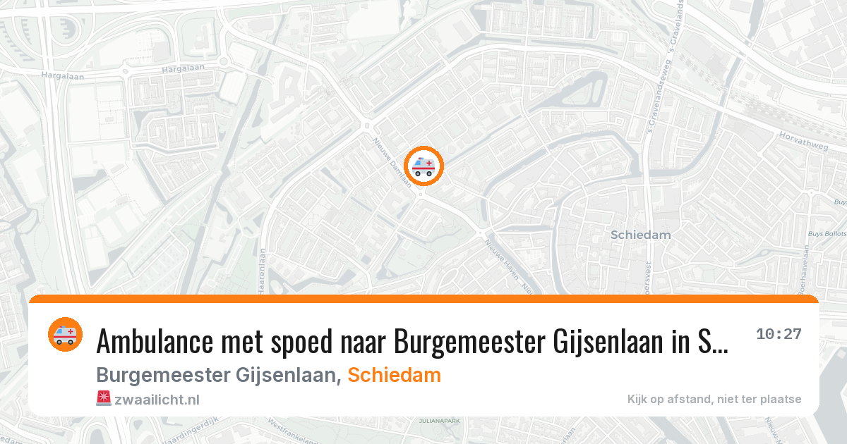 Ambulance met spoed naar Burgemeester Gijsenlaan in Schiedam — 10 aug 2026