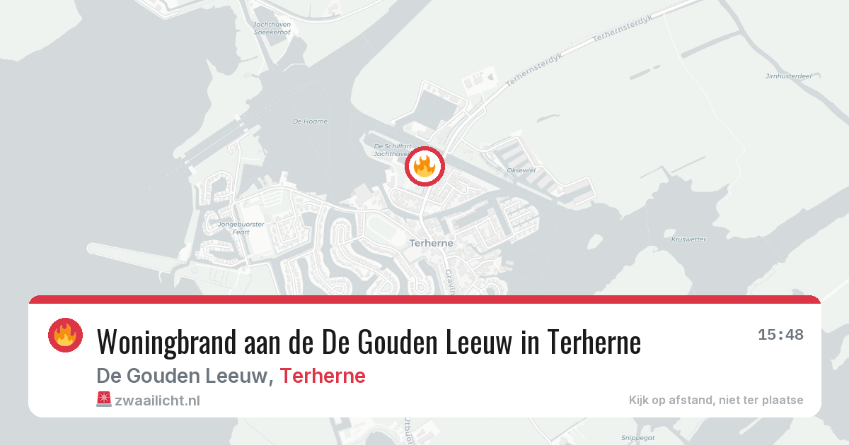 Woningbrand aan de De Gouden Leeuw in Terherne — 8 aug 2026