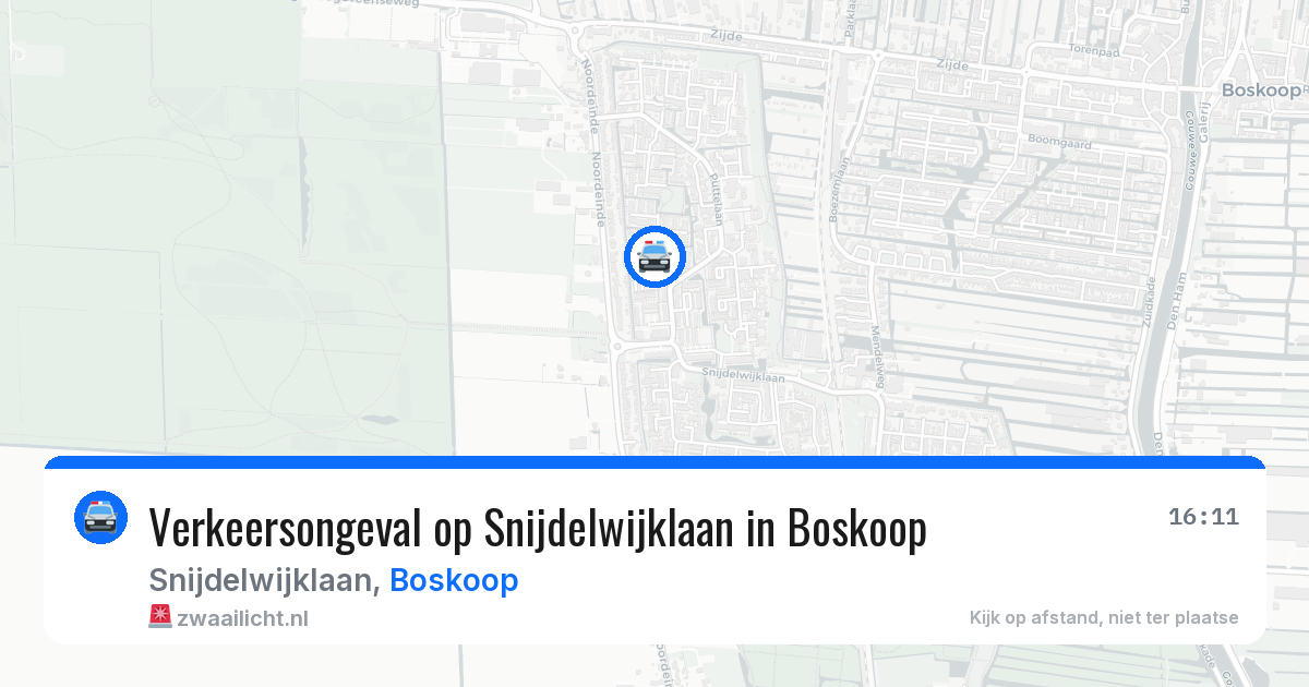 Verkeersongeval op Snijdelwijklaan in Boskoop — 20 mei 2026