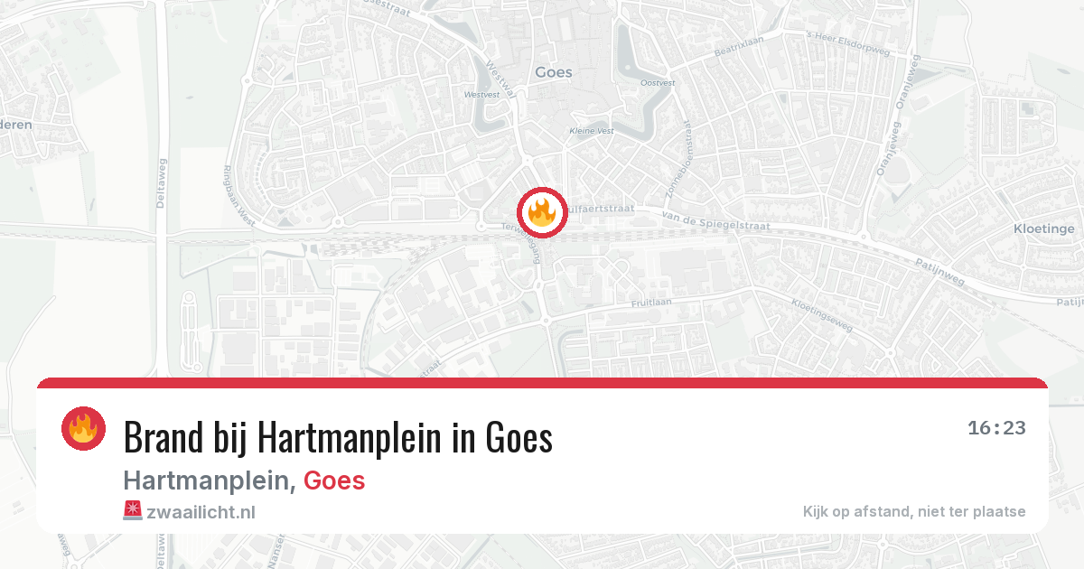 Brand bij Hartmanplein in Goes — 6 aug 2026