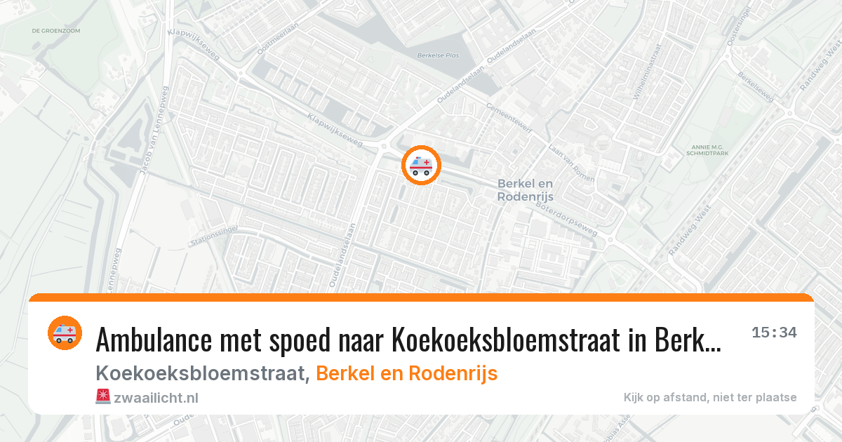Ambulance met spoed naar Koekoeksbloemstraat in Berkel en Rodenrijs — 29 mrt 2026