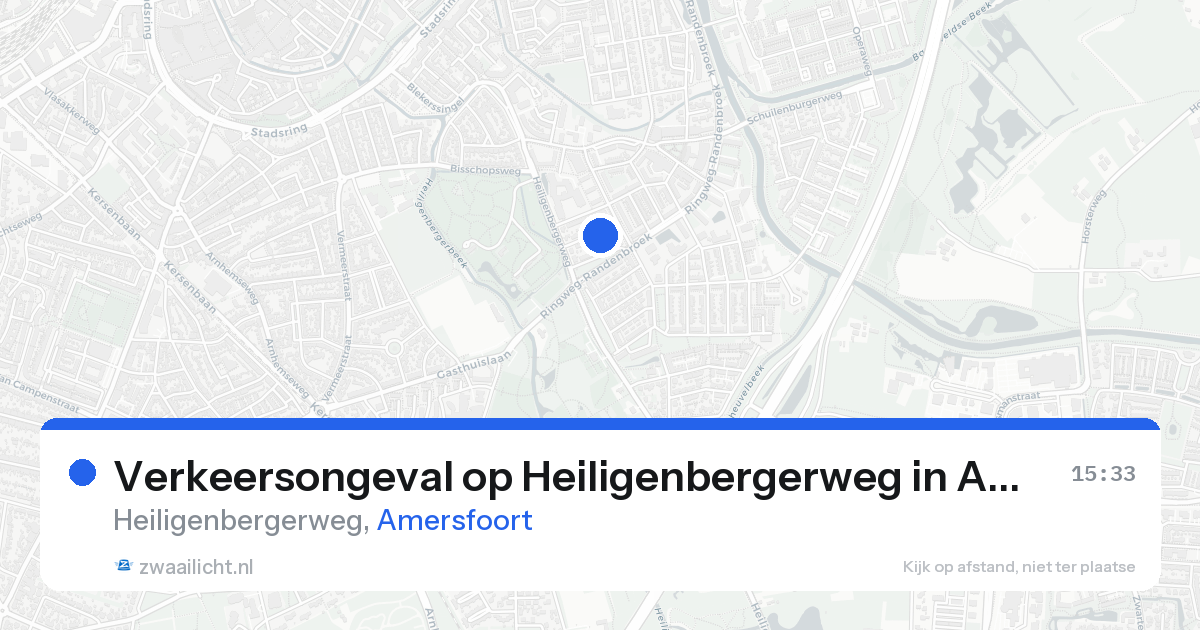 Verkeersongeval op Heiligenbergerweg in Amersfoort — 15 aug 2026