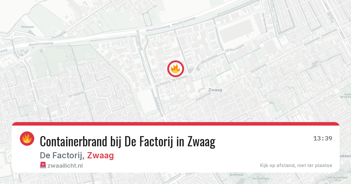 Containerbrand bij De Factorij in Zwaag — 16 mei 2026