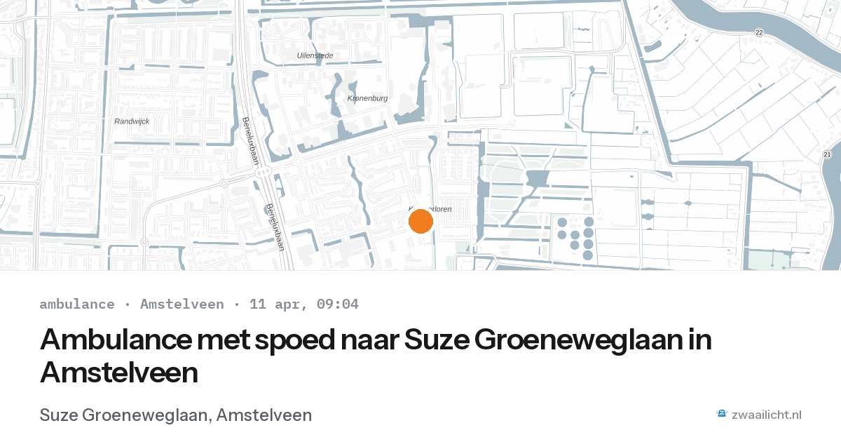Ambulance met spoed naar Suze Groeneweglaan in Amstelveen — 11 apr 2026