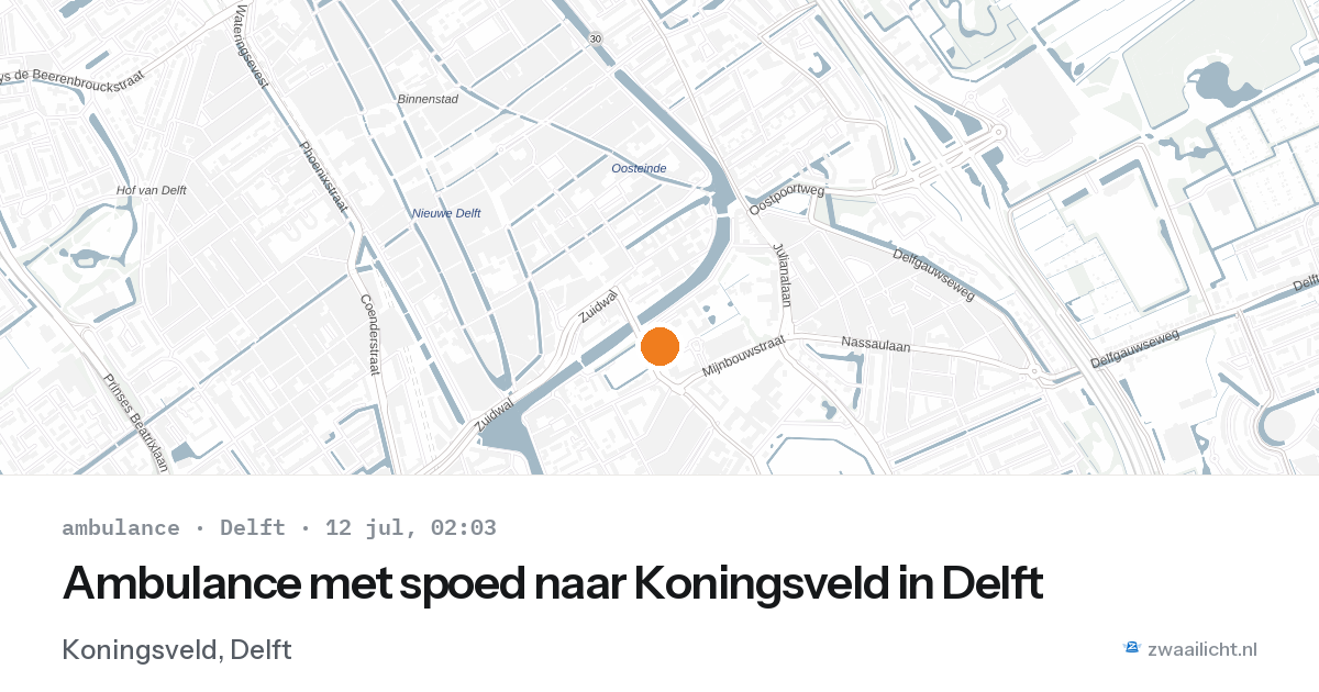 Ambulance met spoed naar Koningsveld in Delft — 12 jul 2026
