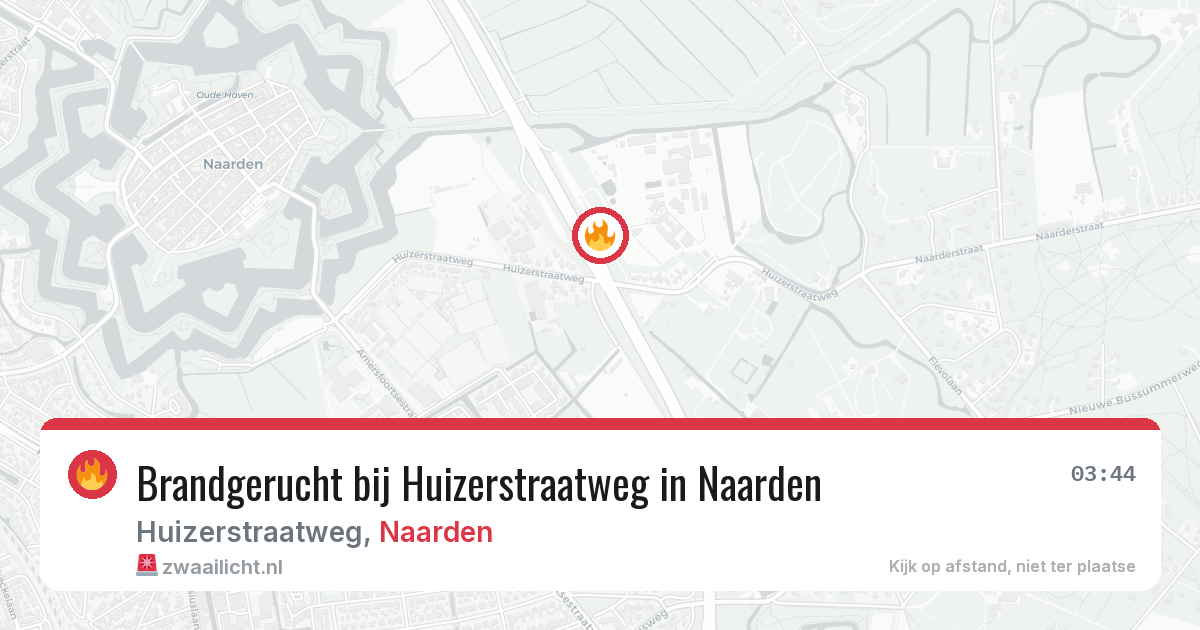 Brandgerucht bij Huizerstraatweg in Naarden — 15 jun 2026