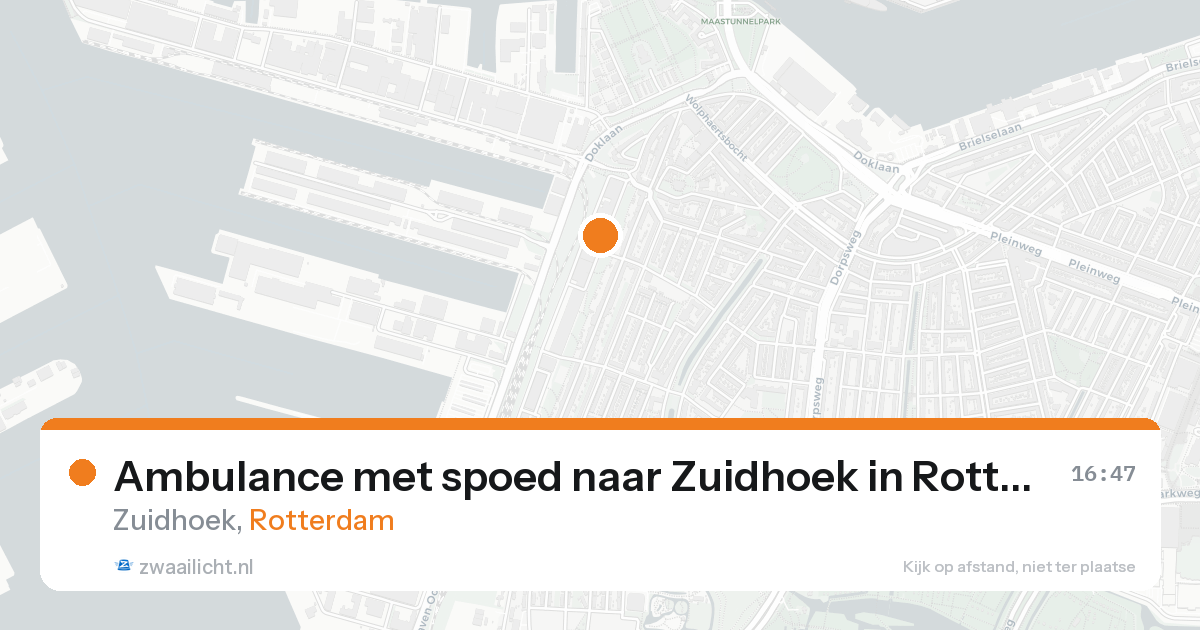 Ambulance met spoed naar Zuidhoek in Rotterdam — 16 aug 2026