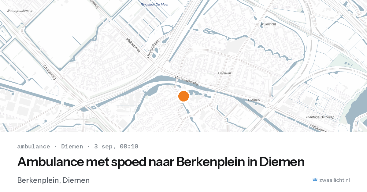 Ambulance met spoed naar Berkenplein in Diemen — 3 sep 2026