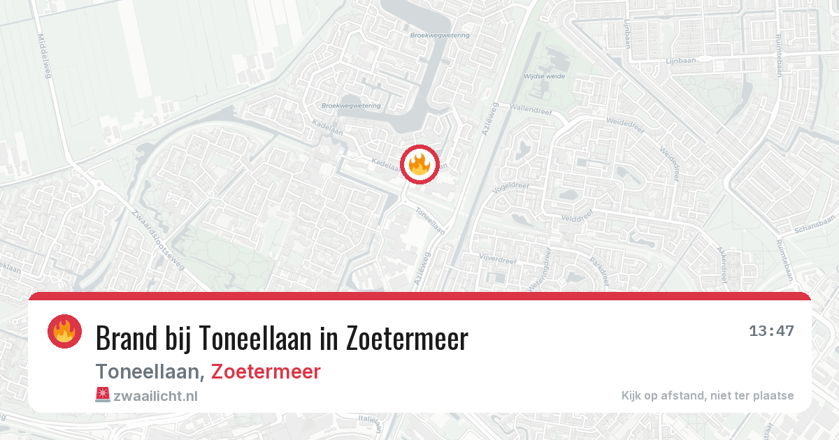 Brand bij Toneellaan in Zoetermeer — 12 aug 2026