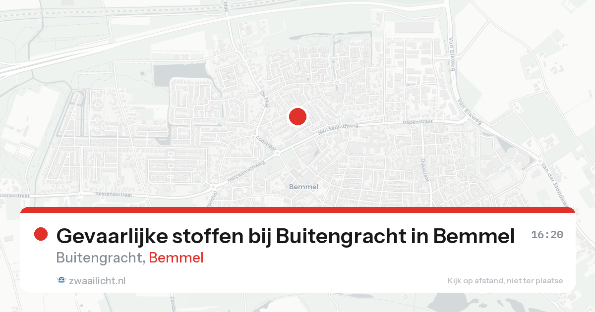 Gevaarlijke stoffen bij Buitengracht in Bemmel — 19 aug 2026