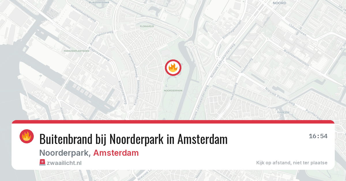 Buitenbrand bij Noorderpark in Amsterdam — 6 apr 2026