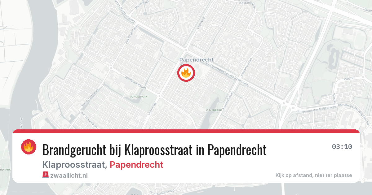 Brandgerucht bij Klaproosstraat in Papendrecht — 12 jun 2026