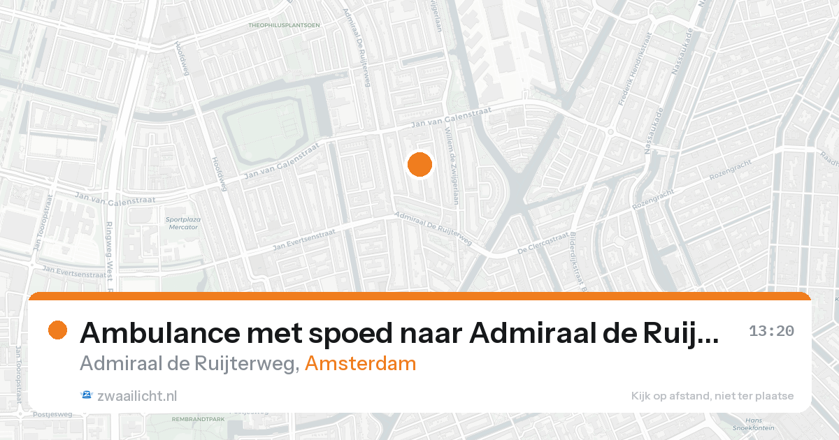 Ambulance met spoed naar Admiraal de Ruijterweg in Amsterdam — 14 jun 2026
