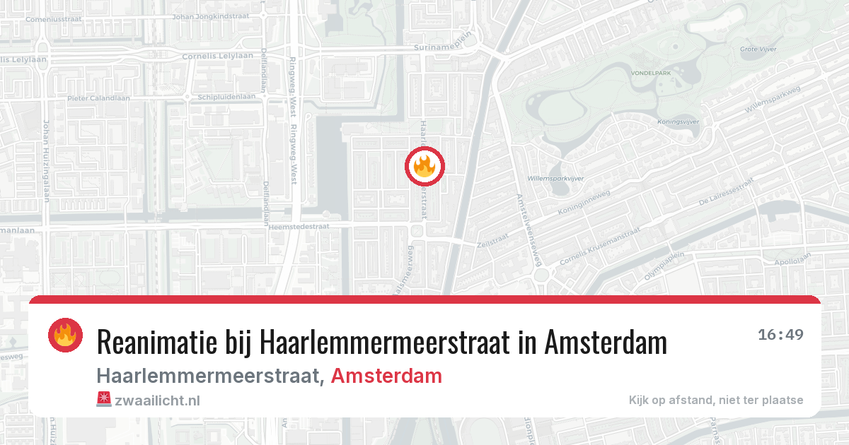 Reanimatie bij Haarlemmermeerstraat in Amsterdam — 15 mei 2026