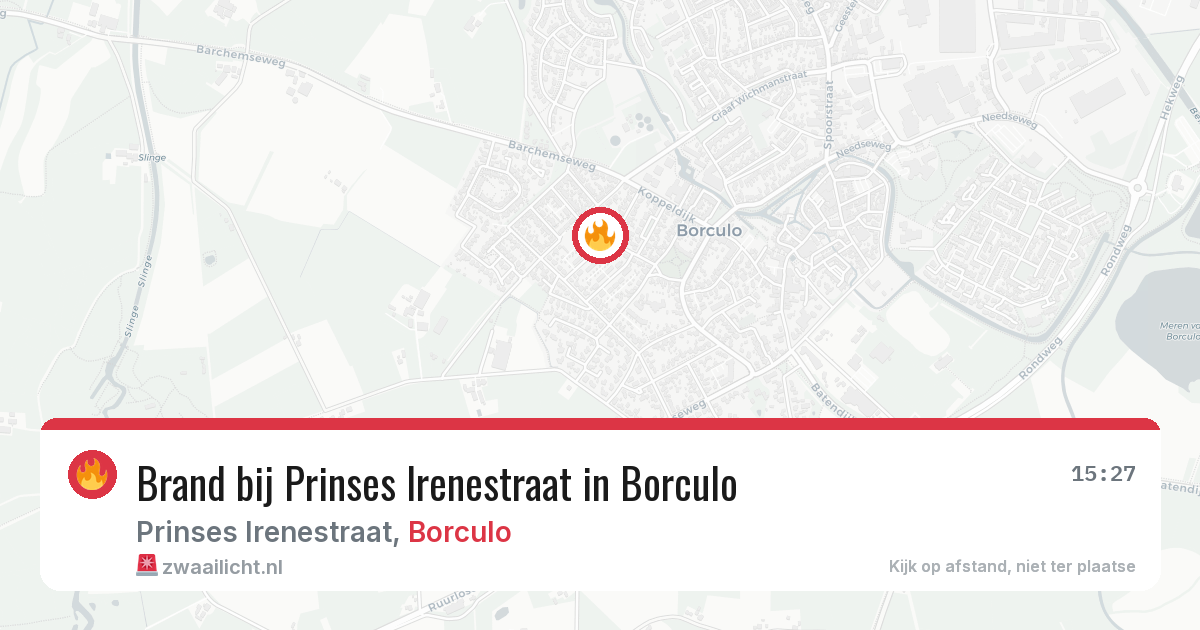 Brand bij Prinses Irenestraat in Borculo — 27 jun 2026