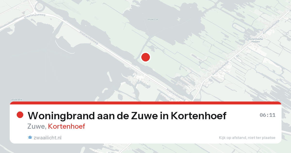 Woningbrand aan de Zuwe in Kortenhoef — 24 aug 2026