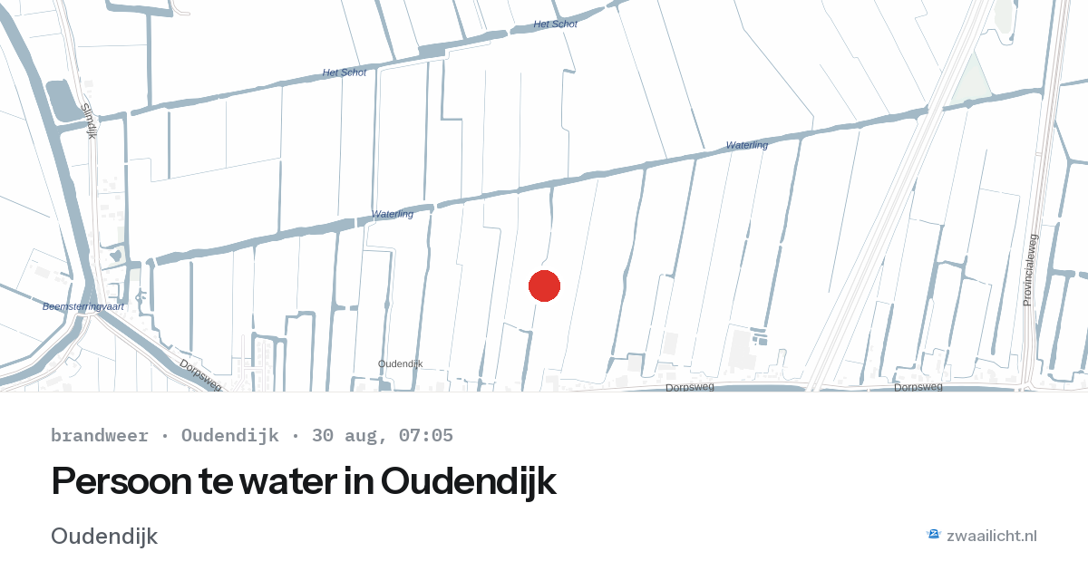 Persoon te water in Oudendijk — 30 aug 2026