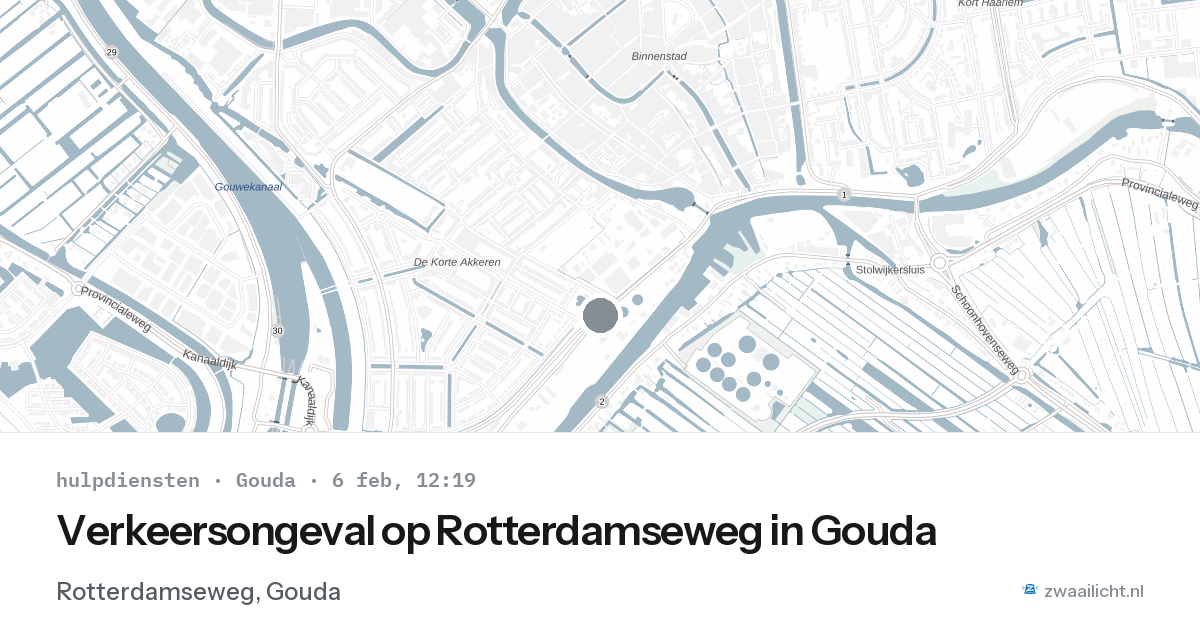 Verkeersongeval op Rotterdamseweg in Gouda — 6 feb 2026