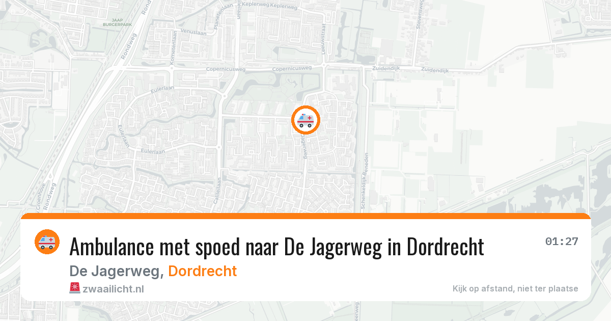 Ambulance met spoed naar De Jagerweg in Dordrecht — 16 jul 2026