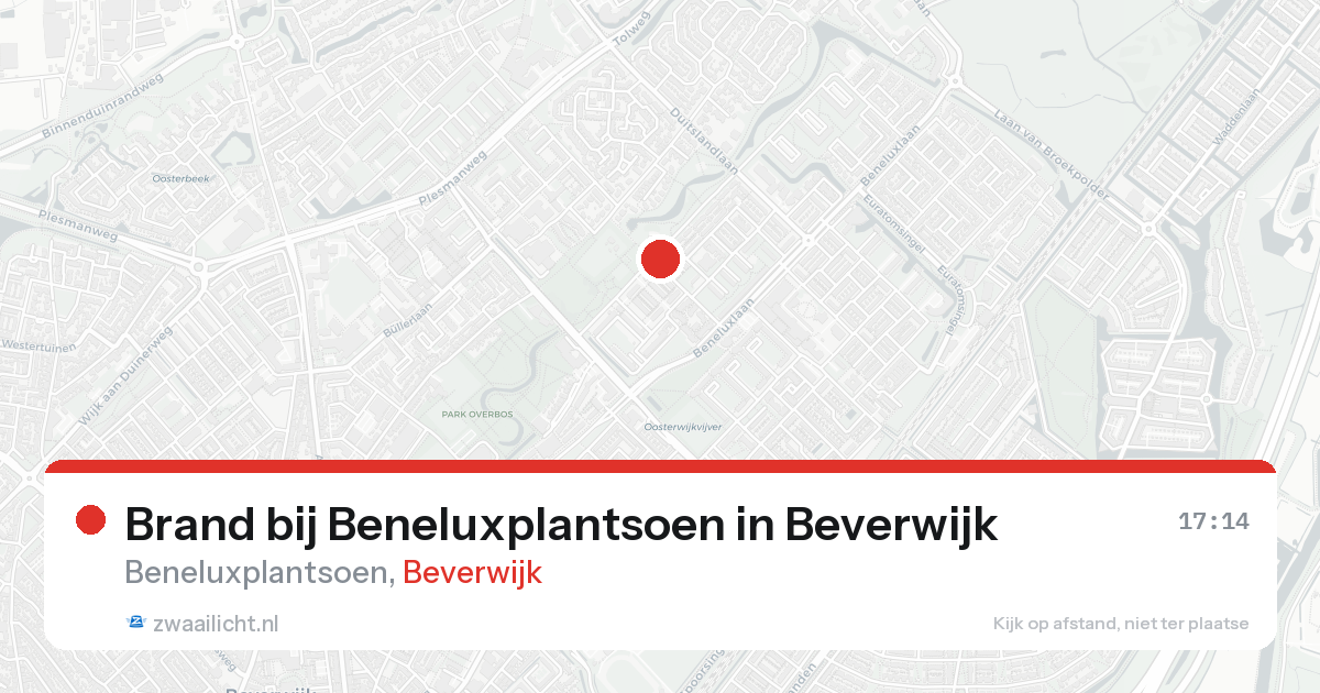 Brand bij Beneluxplantsoen in Beverwijk — 21 aug 2026