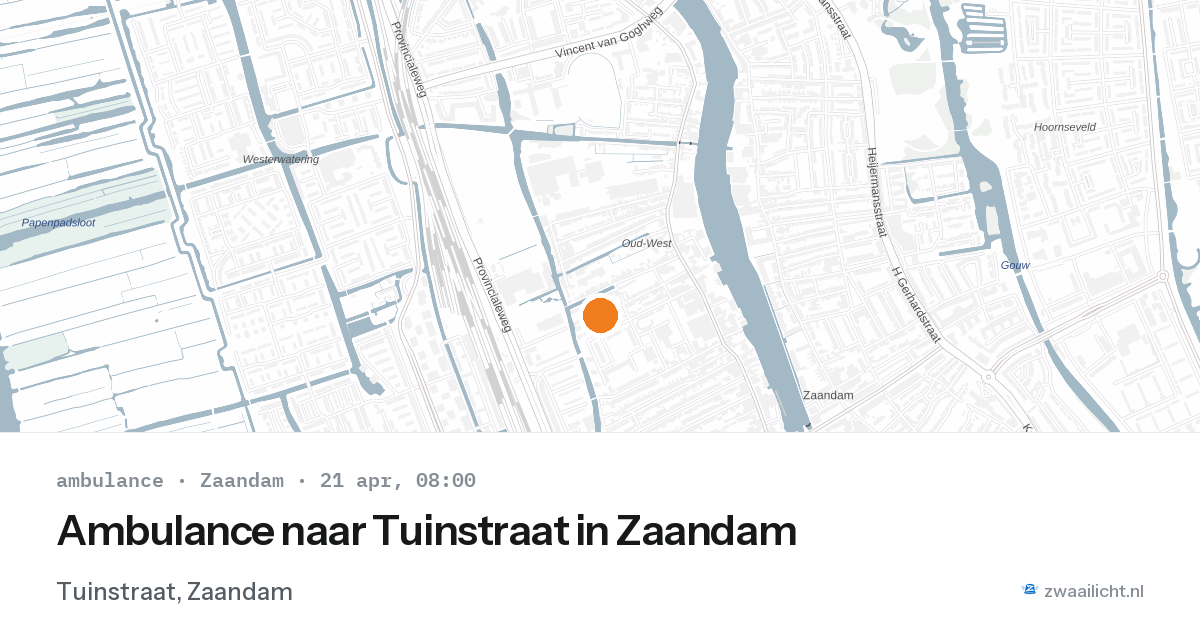 Ambulance naar Tuinstraat in Zaandam — 21 apr 2026
