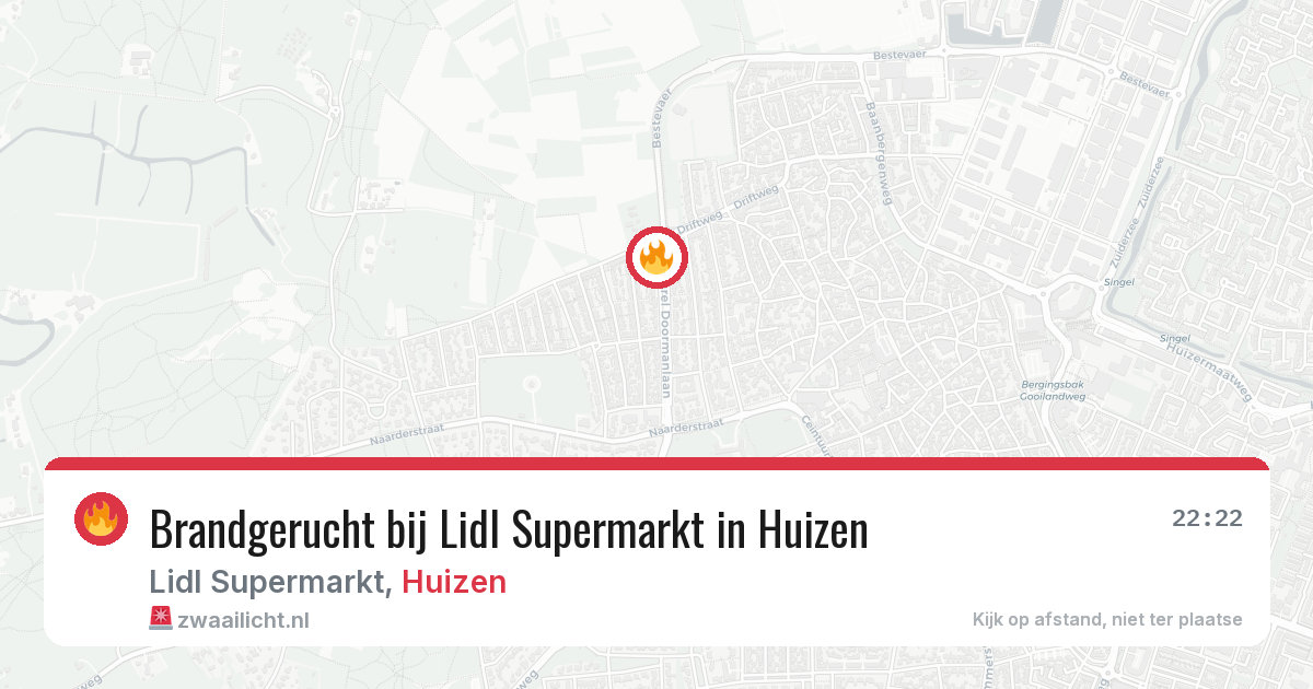 Brandgerucht bij Lidl Supermarkt in Huizen — 7 jun 2026