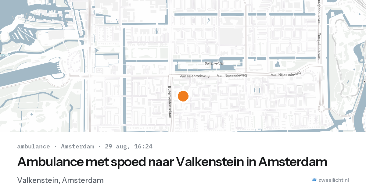 Ambulance met spoed naar Valkenstein in Amsterdam — 29 aug 2026