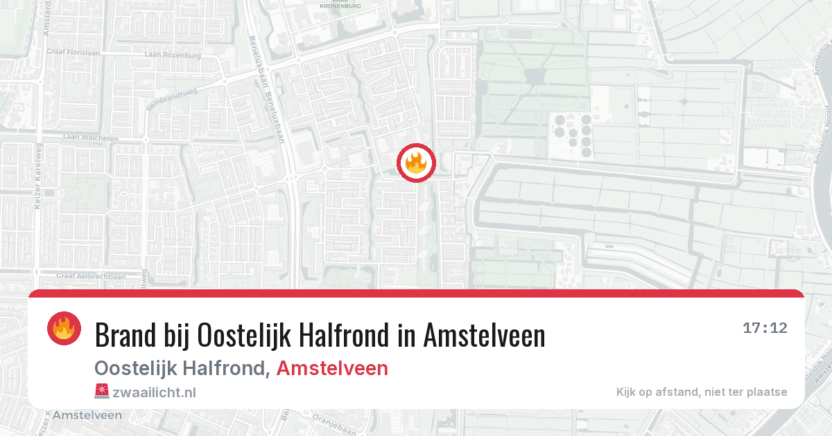 Brand bij Oostelijk Halfrond in Amstelveen — 31 jul 2026