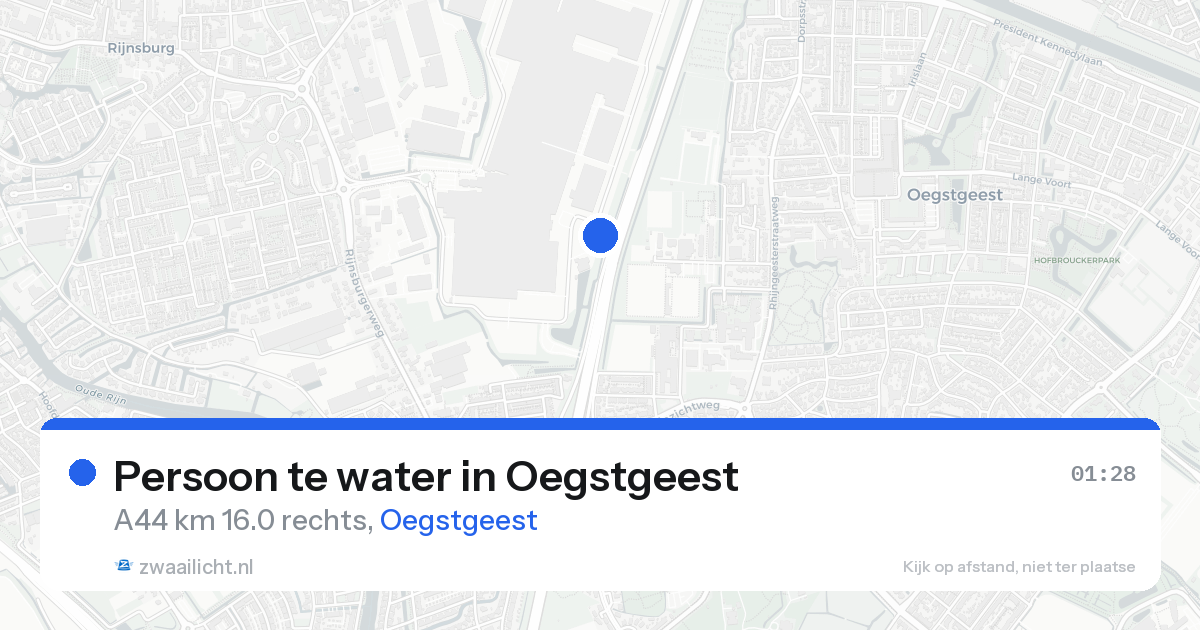Persoon te water in Oegstgeest — 19 aug 2026