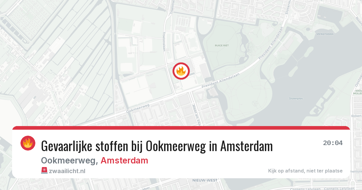 Gevaarlijke stoffen bij Ookmeerweg in Amsterdam — 1 aug 2026