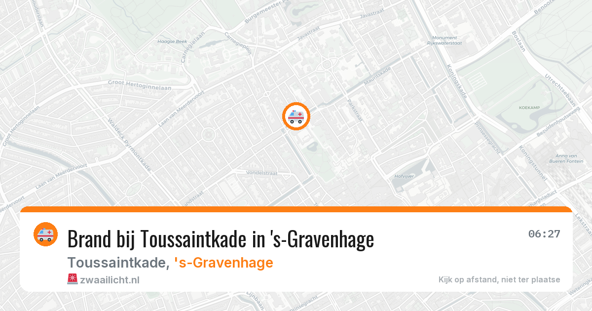 Brand bij Toussaintkade in 's-Gravenhage — 12 apr 2026