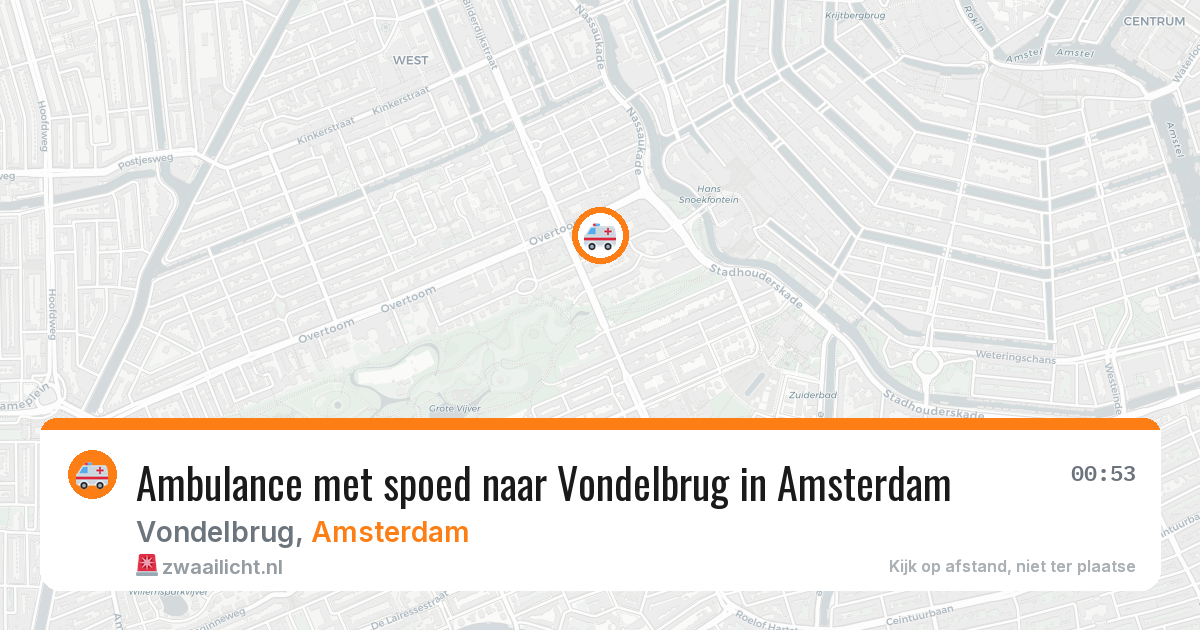 Ambulance met spoed naar Vondelbrug in Amsterdam — 8 aug 2026