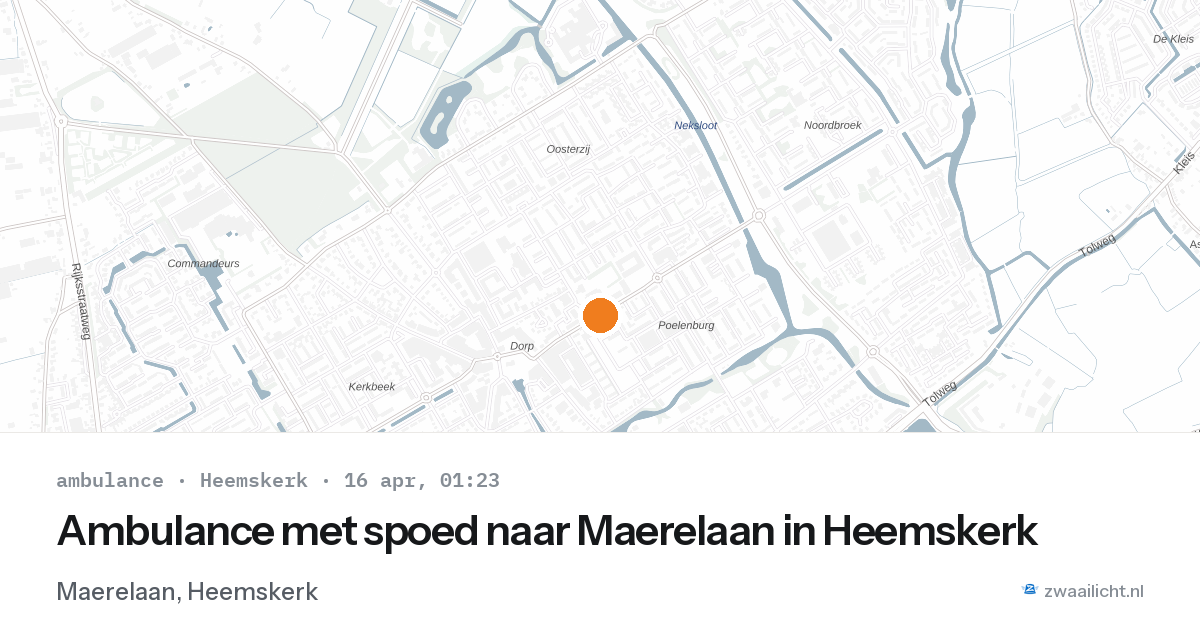 Ambulance met spoed naar Maerelaan in Heemskerk — 15 apr 2026