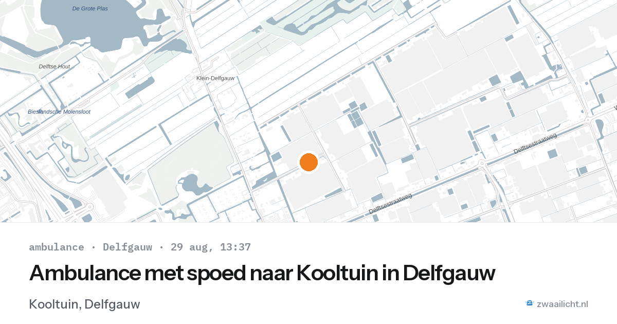Ambulance met spoed naar Kooltuin in Delfgauw — 29 aug 2026
