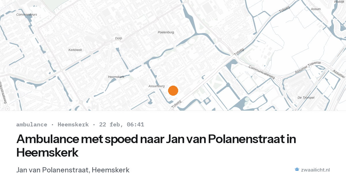 Ambulance met spoed naar Jan van Polanenstraat in Heemskerk — 22 feb 2026